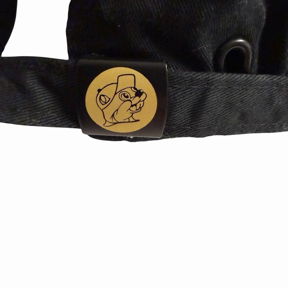 Buc-ee's Beaver Logo Black Cotton Strapback Hat Baseball Cap One Size OSFM Texas - Picture 5 of 7